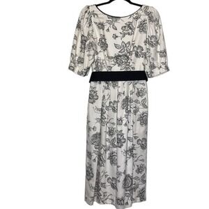 Vintage Lanz Originals Black & White Floral Cottagcore Dress‎ Size 8